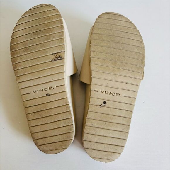 Vince Grant Buckle Slide Sandal – Leather, Neutral Beige, Size 7 - Picture 5 of 6